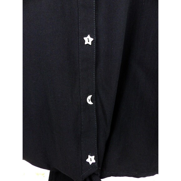 Hot Topic Shirt Women M Black Psychic Reader Tie Front Button Goth Witch Moon - Picture 5 of 13